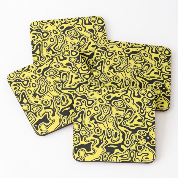 Item preview, decorative abstract free black shapes on yellow background.  Noise Texture designed and sold by mashmosh.