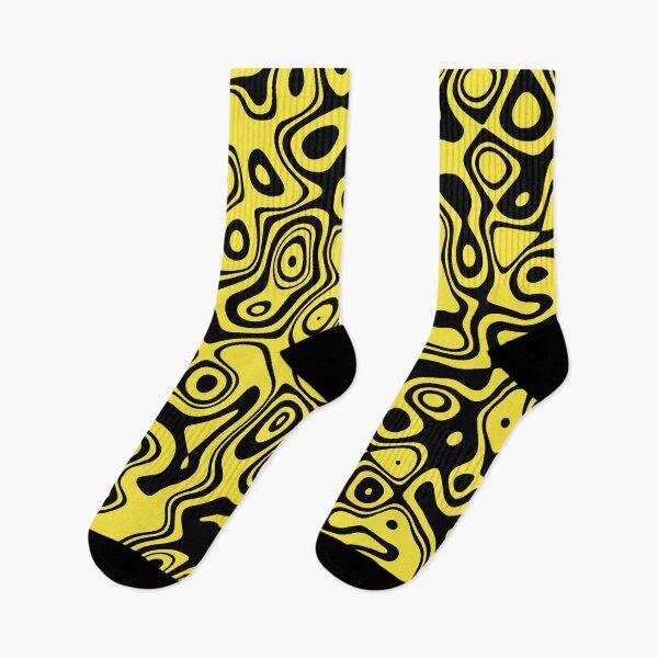 Item preview, decorative abstract free black shapes on yellow background.  Noise Texture designed and sold by mashmosh.