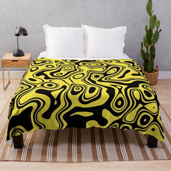 Item preview, decorative abstract free black shapes on yellow background. Noise Texture designed and sold by mashmosh.