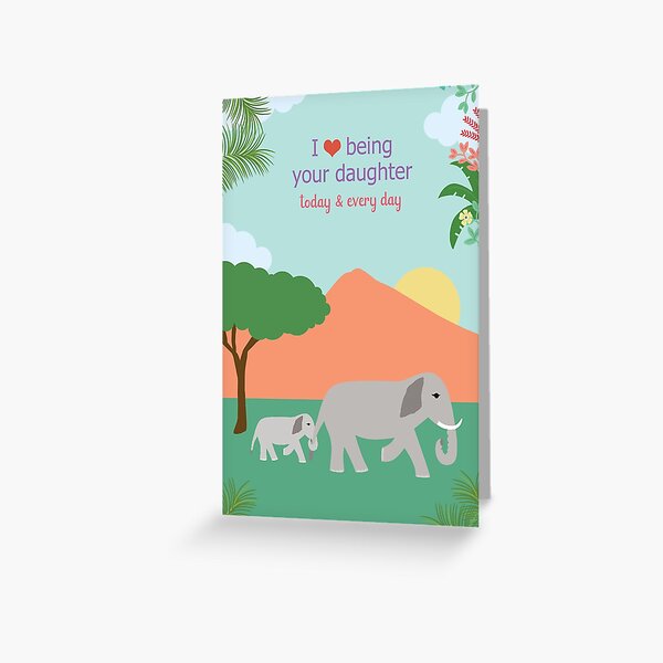 Daughter Love Elephant Greeting Card