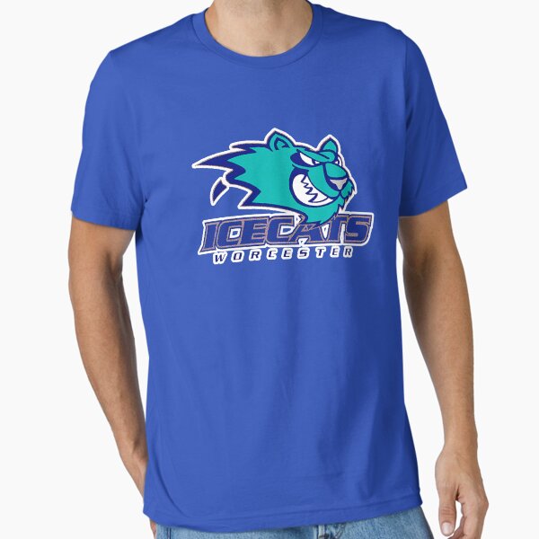 Item preview, WORCESTER ICECATS DEFUNCT VINTAGE SHIRT AND STICKER  designed and sold by HockeyGoals.