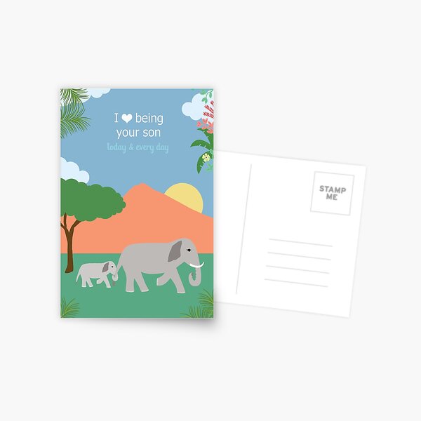 Son Love Elephant Postcard