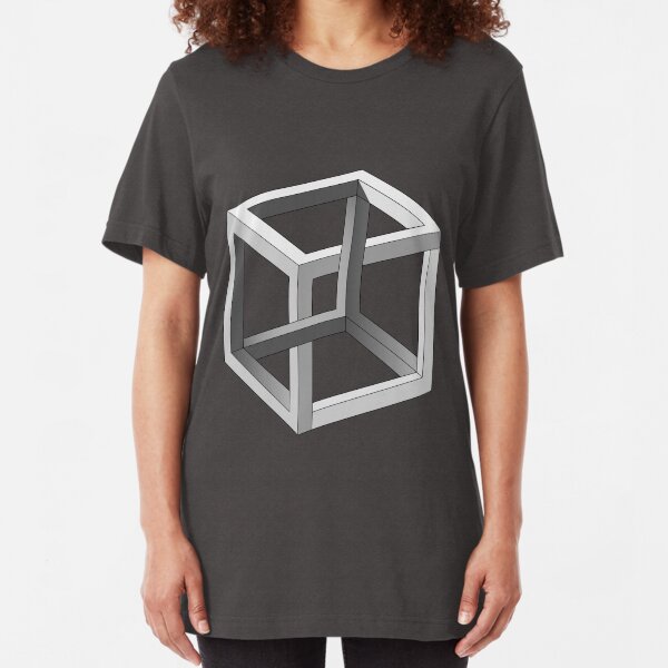 Mind blowing Escher's cube Slim Fit T-Shirt