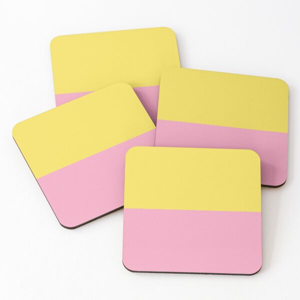 Aperçu de l'œuvre Couleurs unies jaune pastel rose à lignes horizontales 2021 Couleur de l'année Illuminating et Prism Pink créée et vendue par ColorOfTheYears.