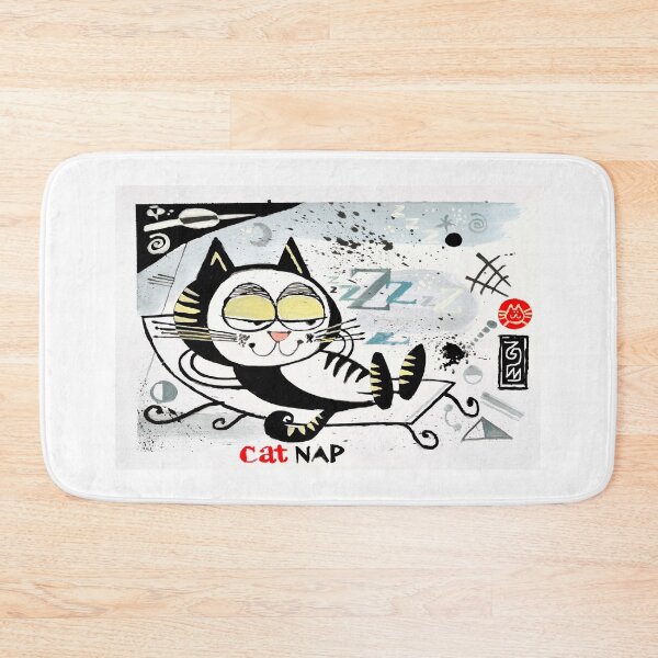 Item preview, Cartoon illustration of happy cat relaxing and taking a nap designed and sold by Al Benge - NZ & Australian Art.