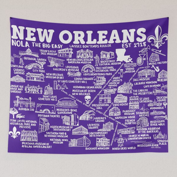 Item preview, New Orleans Map designed and sold by fiberandgloss.