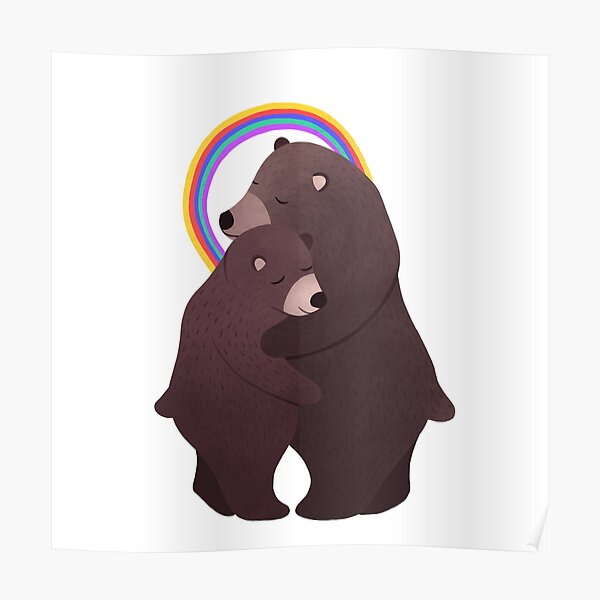 Bears Hugging Under the Rainbow