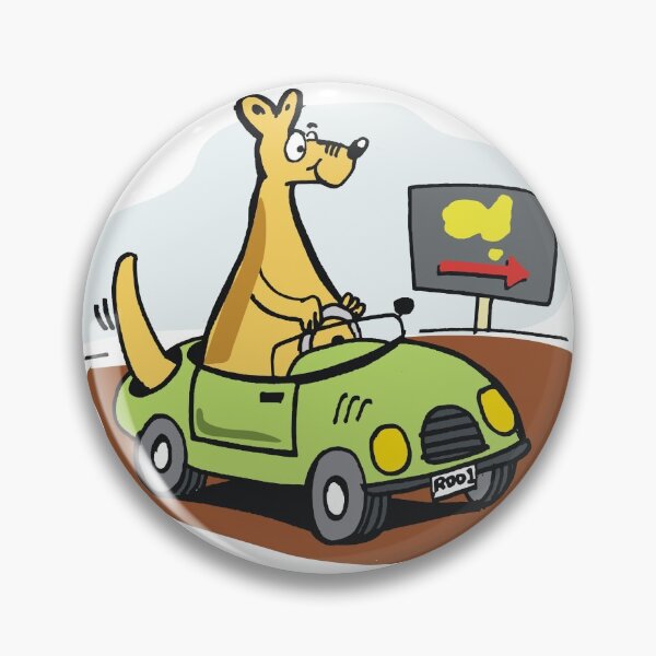 Item preview, Cute cartoon kangaroo driving car around Australia designed and sold by Al Benge - NZ & Australian Art.