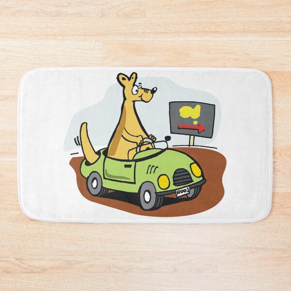 Item preview, Cute cartoon kangaroo driving car around Australia designed and sold by Al Benge - NZ & Australian Art.