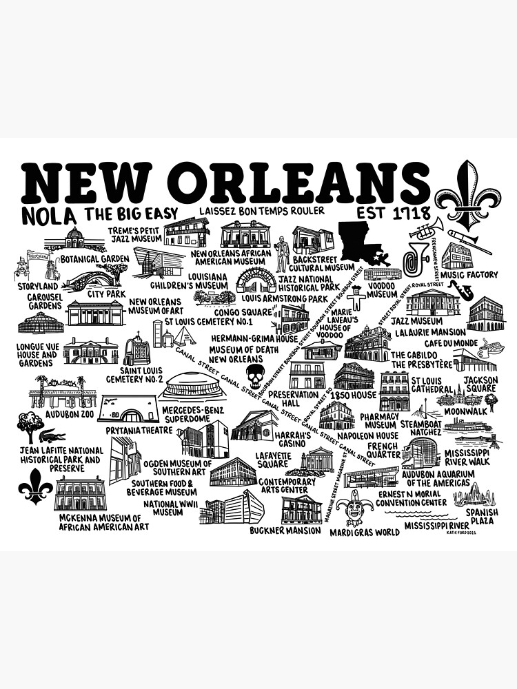 New Orleans Map Poster For Sale By Fiberandgloss Redbubble 4008