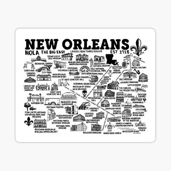 Item preview, New Orleans Map  designed and sold by fiberandgloss.