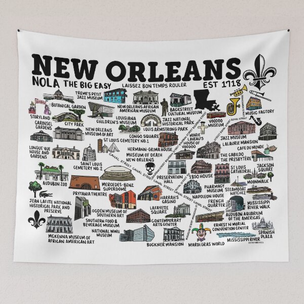 Item preview, New Orleans Map  designed and sold by fiberandgloss.