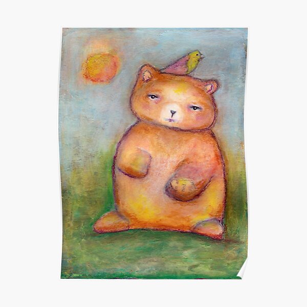 Bear with a Bird Poster