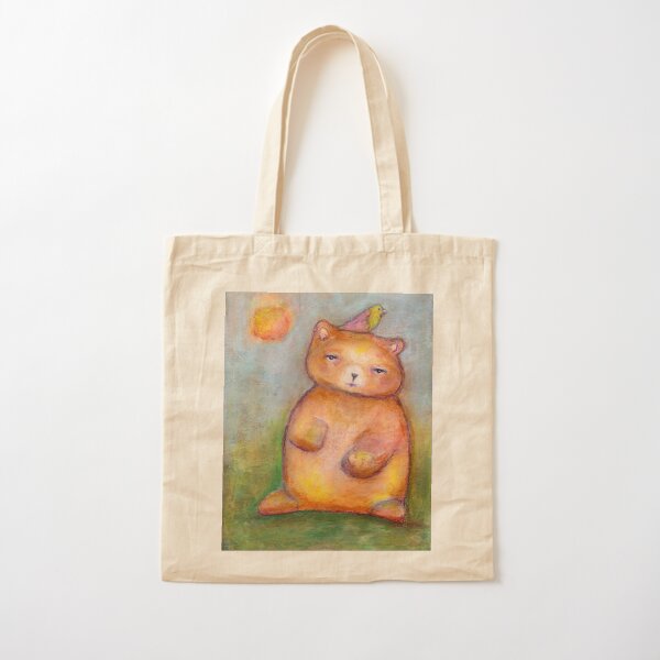 Bear with a Bird Cotton Tote Bag
