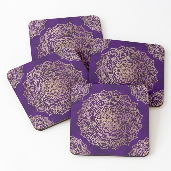 Artikelvorschau, Mandala in Königsviolett und Gold entworfen und verkauft von Julie Erin Designs.
