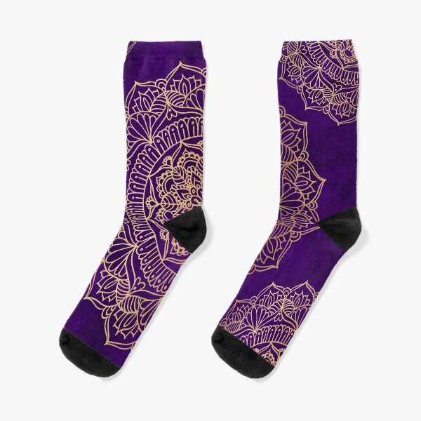 Royal Purple and Gold Mandala Socks