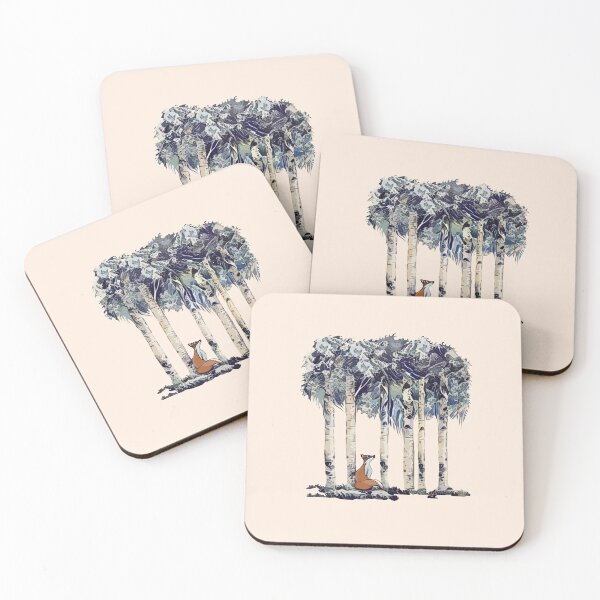 Item preview, Fox and birchs, magic forest and animals watercolor  designed and sold by Collagedream.
