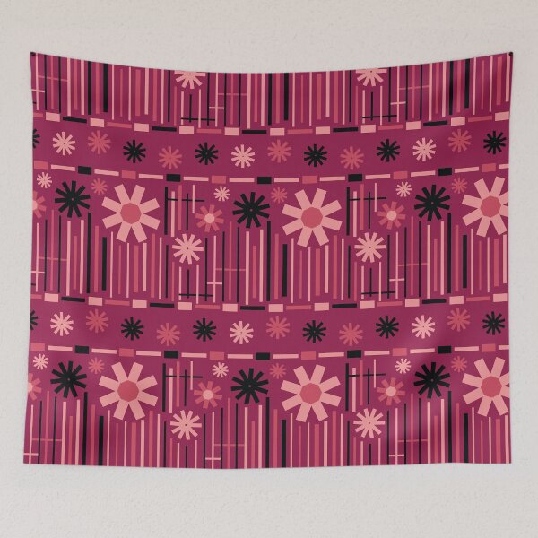 Item preview, Geometric Flower Garden Raspberry designed and sold by pear-la.
