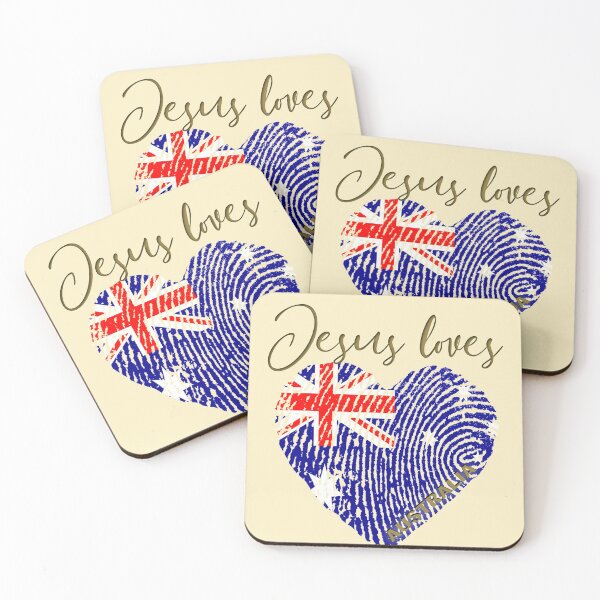Item preview, Jesus loves Australia - Christian Quote, Heart and Flag designed and sold by TheKingdomAttic.