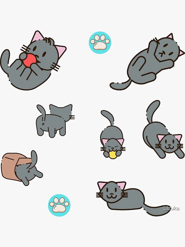 Cute Cat Sticker Pack Sticker By Lizuka Redbubble