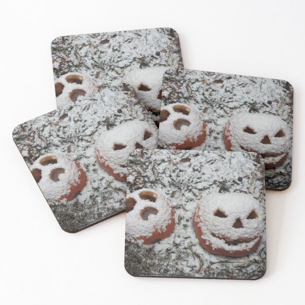 Item preview, Jack-O-Lanterns In Compost Covered In Snow designed and sold by gailmariekern.