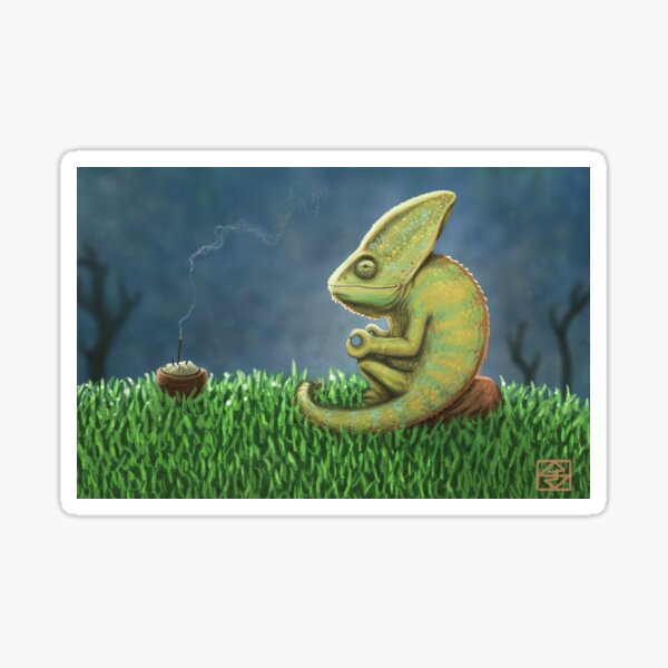 Meditating Chameleon Sticker