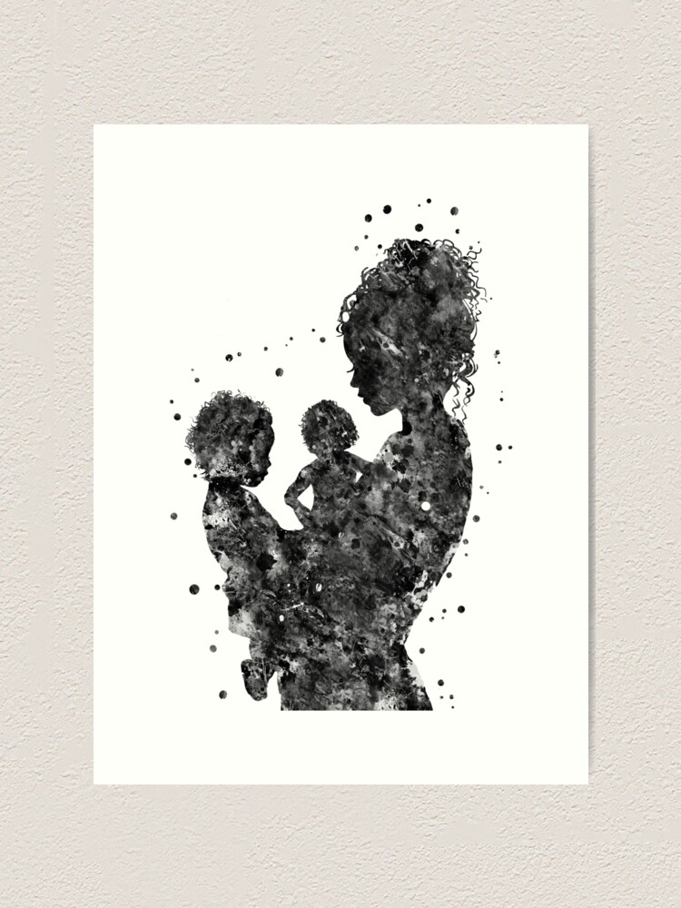 Mother daughter and son Print Art Digital