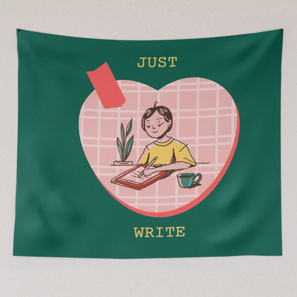 Item preview, Just Write - A girl writing withing a heart designed and sold by vela-ramhorn.