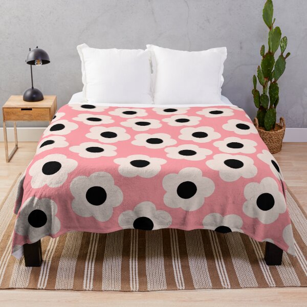 Item preview, Cream modern flowers on pink designed and sold by Latte Design.
