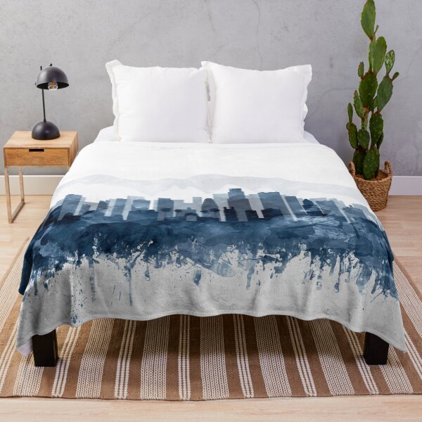 Item preview, Los Angeles Skyline Watercolor Navy Blue by Zouzounio Art designed and sold by zouzounioart.