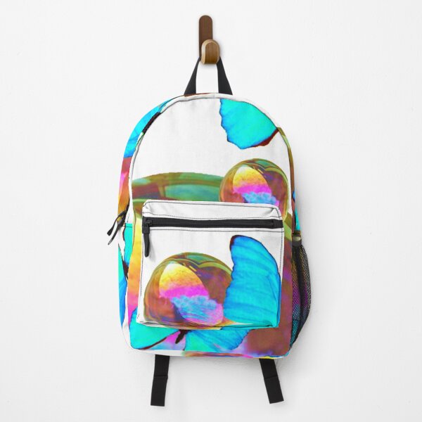 Item preview, ABSTRACT NEON BLUE BUTTERFLIES AND SOAP BUBBLES ART designed and sold by sharlesart.
