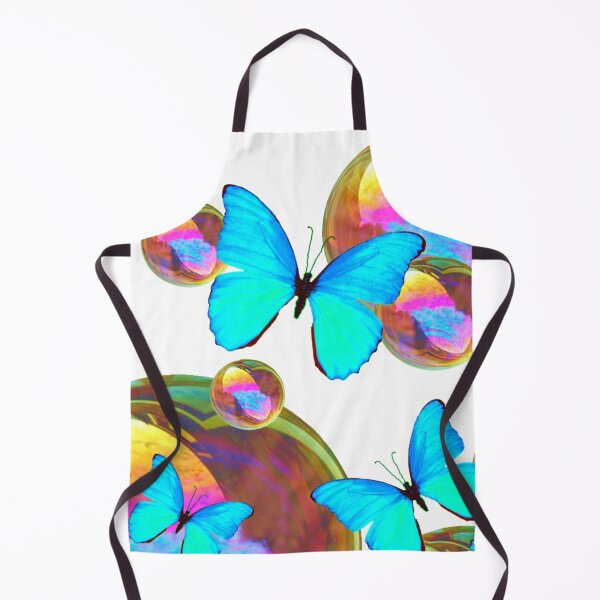 Item preview, ABSTRACT NEON BLUE BUTTERFLIES AND SOAP BUBBLES ART designed and sold by sharlesart.