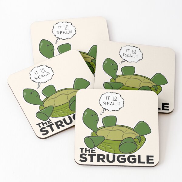 Item preview, Cute Depressed Cartoon Obese Turtle On Back Talking About The Struggle designed and sold by YomeHayin.