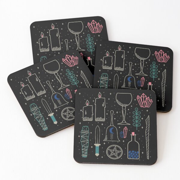 Item preview, Witchcraft and magic ritual tools on black designed and sold by misentangled.