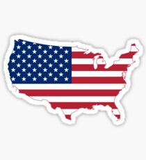 Flag Map of USA Sticker