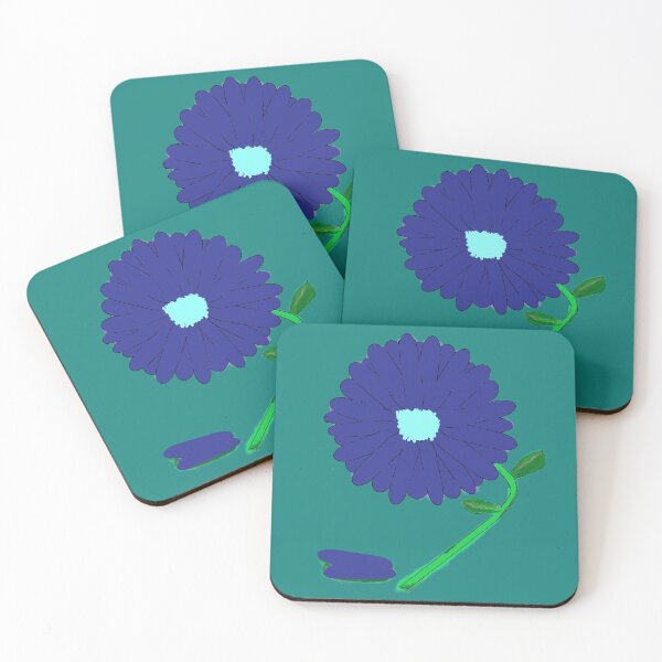 Item preview, Dark Blue Flower Light Blue Center With Green Stem designed and sold by DesignsByMuriel.