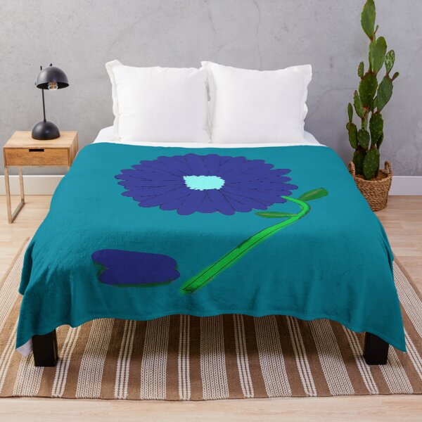 Item preview, Dark Blue Flower Light Blue Center With Green Stem designed and sold by DesignsByMuriel.