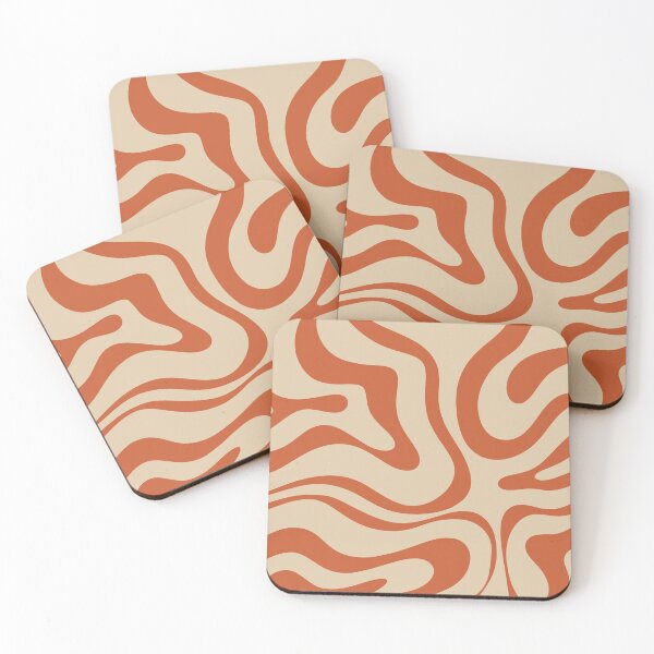 Item preview, Retro Liquid Swirl Abstract Pattern in Mid Mod Burnt Orange and Beige designed and sold by kierkegaard.