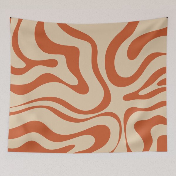 Item preview, Retro Liquid Swirl Abstract Pattern in Mid Mod Burnt Orange and Beige designed and sold by kierkegaard.