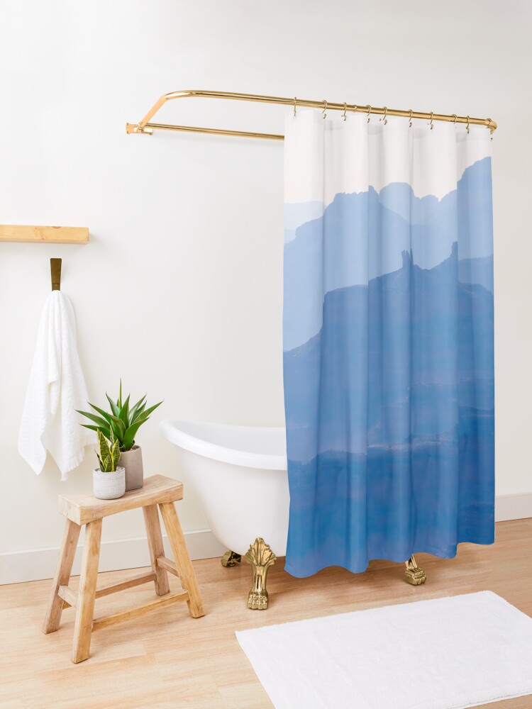 Thumbnail 3 of 5, Shower Curtain, Grand Canyon Blue Silhouettes #2 designed and sold by travelways.