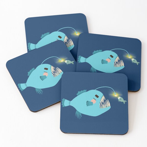 Item preview, Anglerfish - Fun Blue and Green Cartoon Fish Ocean Pattern designed and sold by TheRainbowRoom.