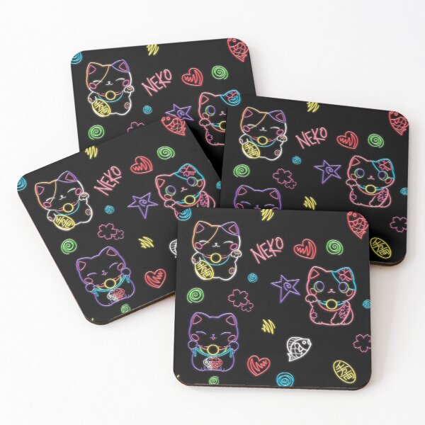 Item preview, Neon Neko - Cute neon light Japanese beckoning cats to bring you good luck designed and sold by SamInJapan.
