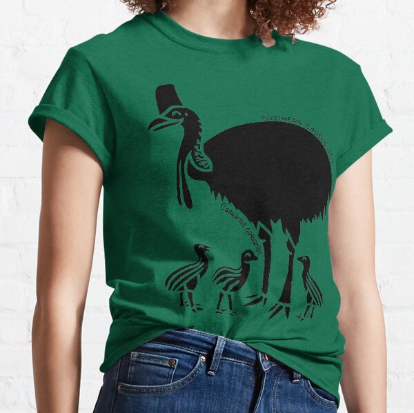 Cassowary with Chicks. Iconic Australian Animal. Classic T-Shirt