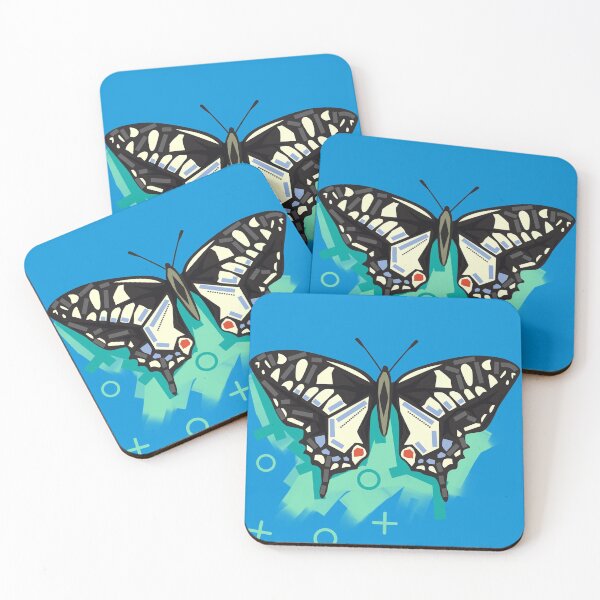 Item preview, Butterfly pop art painting in blue background  designed and sold by Vectorheroes.