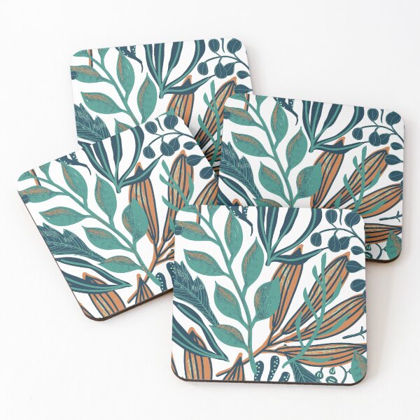 Item preview, Blue and Orange Leaves Pattern designed and sold by Pique-Interest.