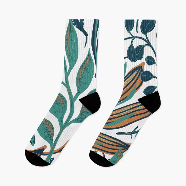 Item preview, Blue and Orange Leaves Pattern designed and sold by Pique-Interest.