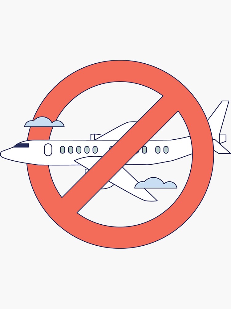 No Fly With Ban Sign Sticker