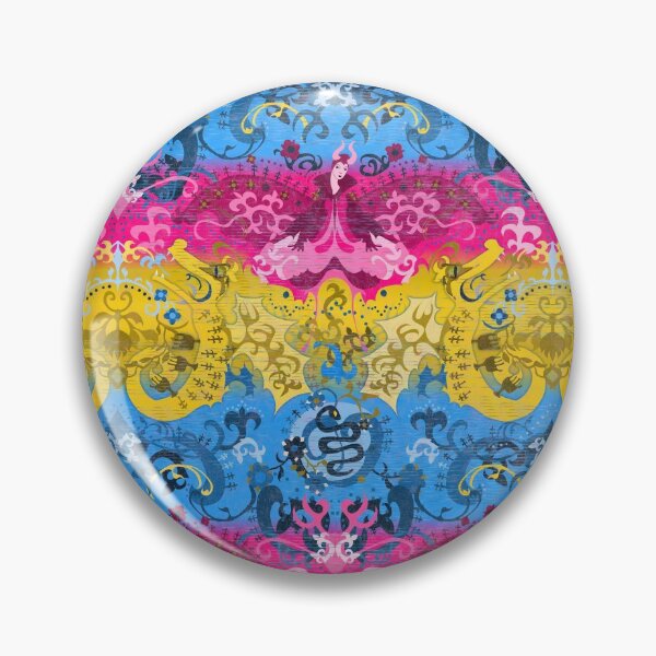 Item preview, Pansexual Dragon Damask -- Pansexual Pride Flag Colors designed and sold by ArgyleImp.