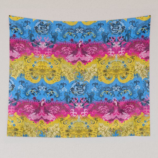 Item preview, Pansexual Dragon Damask -- Pansexual Pride Flag Colors designed and sold by ArgyleImp.