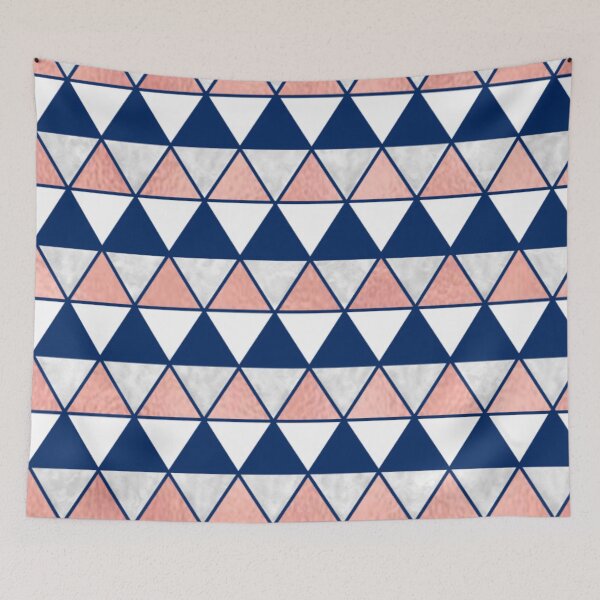 Item preview, Rose gold, navy and marble triangles pattern designed and sold by MLD112.